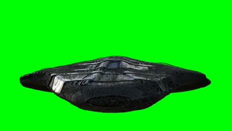 futuristic alien sci fi ship isolate on green screen. realistic 4k animation.