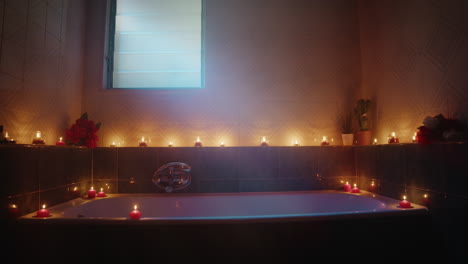 romantic bath tub with candle