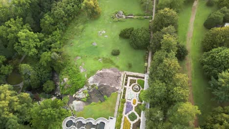 日本花園和河邊在維珍尼亞州里奇蒙德的梅蒙特公園 | 空中景觀 | 2021年夏天