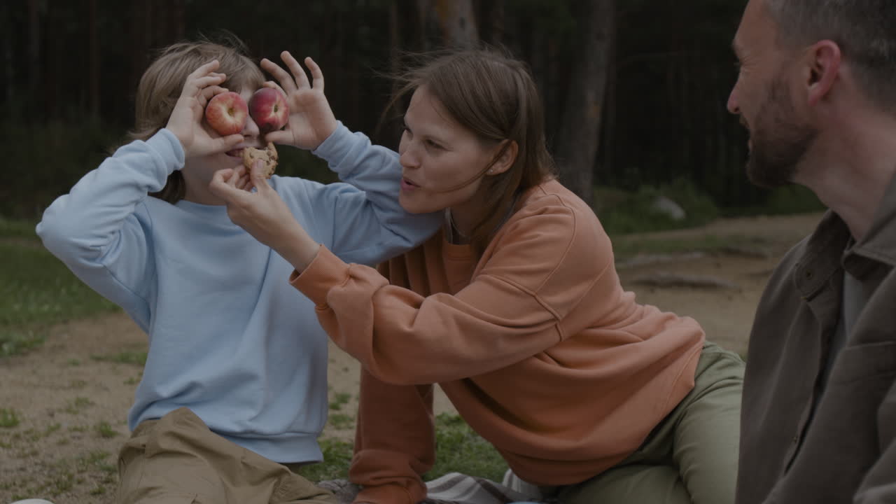 Family picnic in the forest