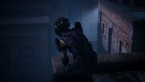 mujer al estilo de cyberpunk en el techo