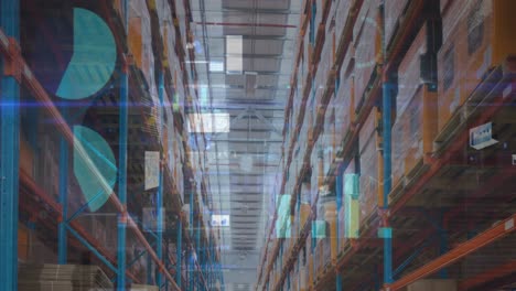 animación del procesamiento de datos financieros en un almacén vacío