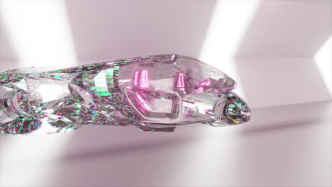 futuristic crystal car in a modern setting