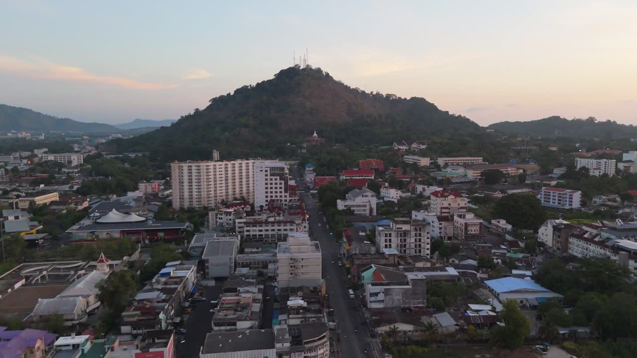 Aerial drone footage of Phuket, Thailand, during sunrise