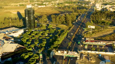 aerial shot of the junction at the vallarta avenue and the periferico in zapopan (guadalajara), jalisco, mexico.