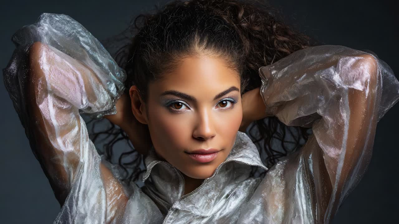 Portrait of a Woman with Silver Makeup and Fashion