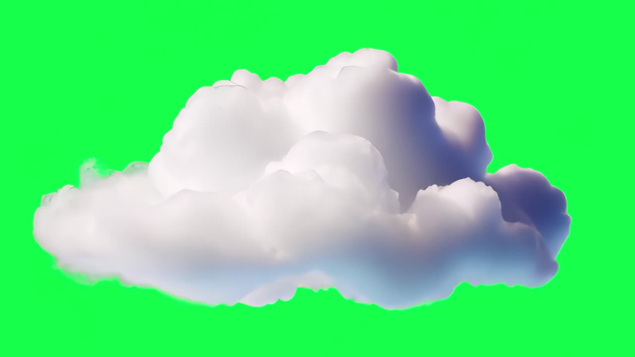 Fluffy cloud transparent 4K video, green screen