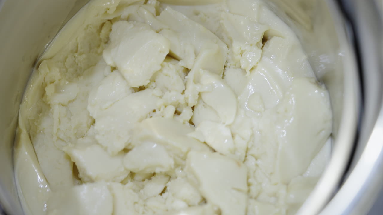 Ice cream mix in a machine