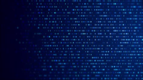 flowing stream glowing binary code across deep blue background transmission of data encryption