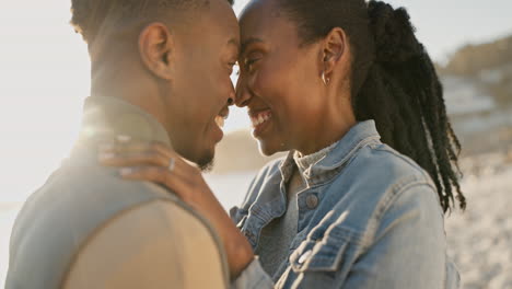 Forehead,-beach-and-black-couple-with-love