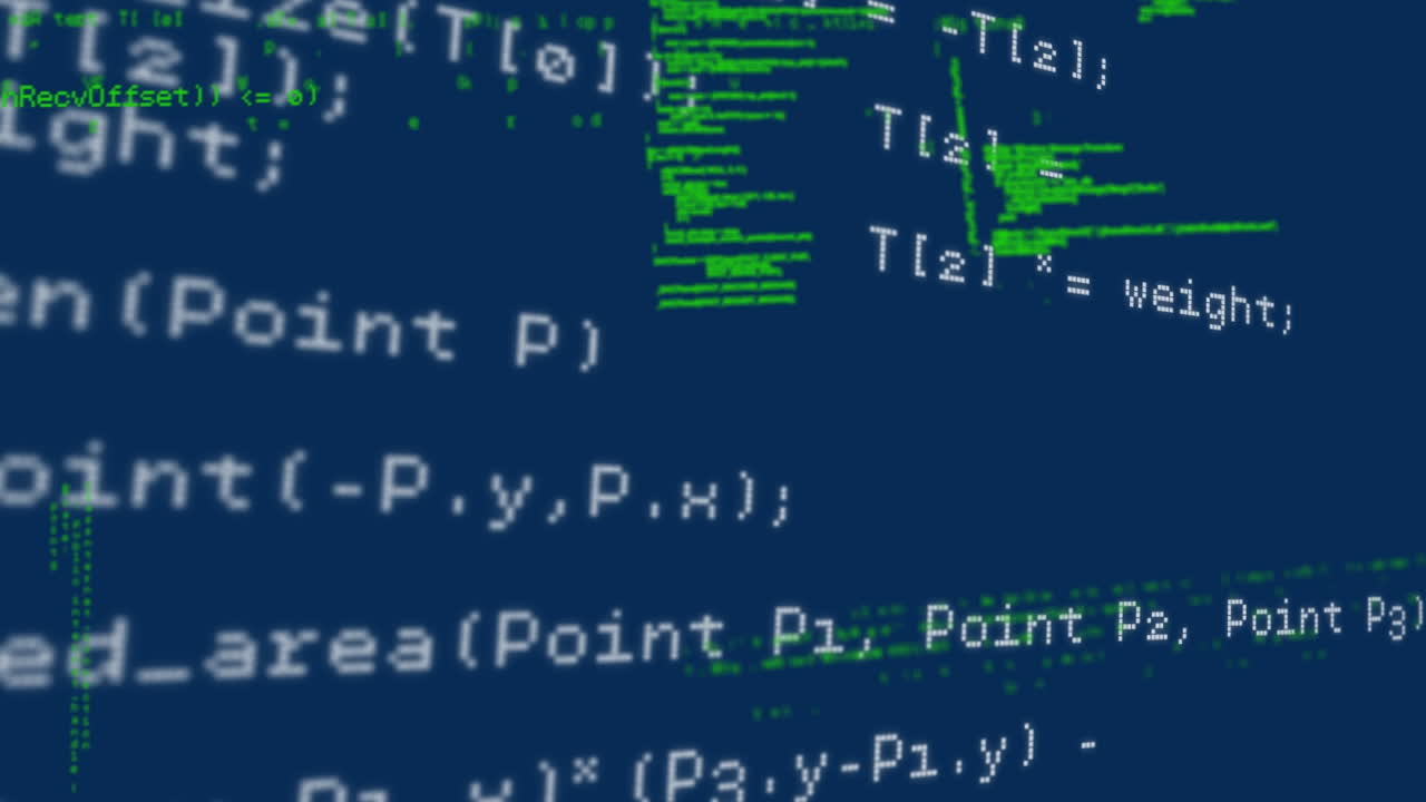 Animation of data processing on blue background