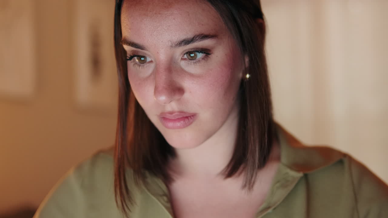 Close up Woman Using laptop At Home