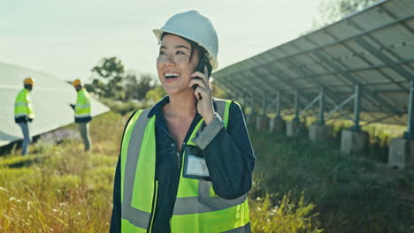 face, woman and construction with phone