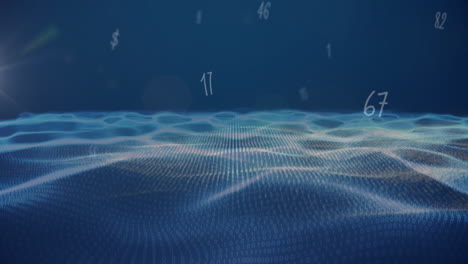 animación de números y puntos sobre fondo azul