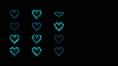 blue hearts pattern with neon light