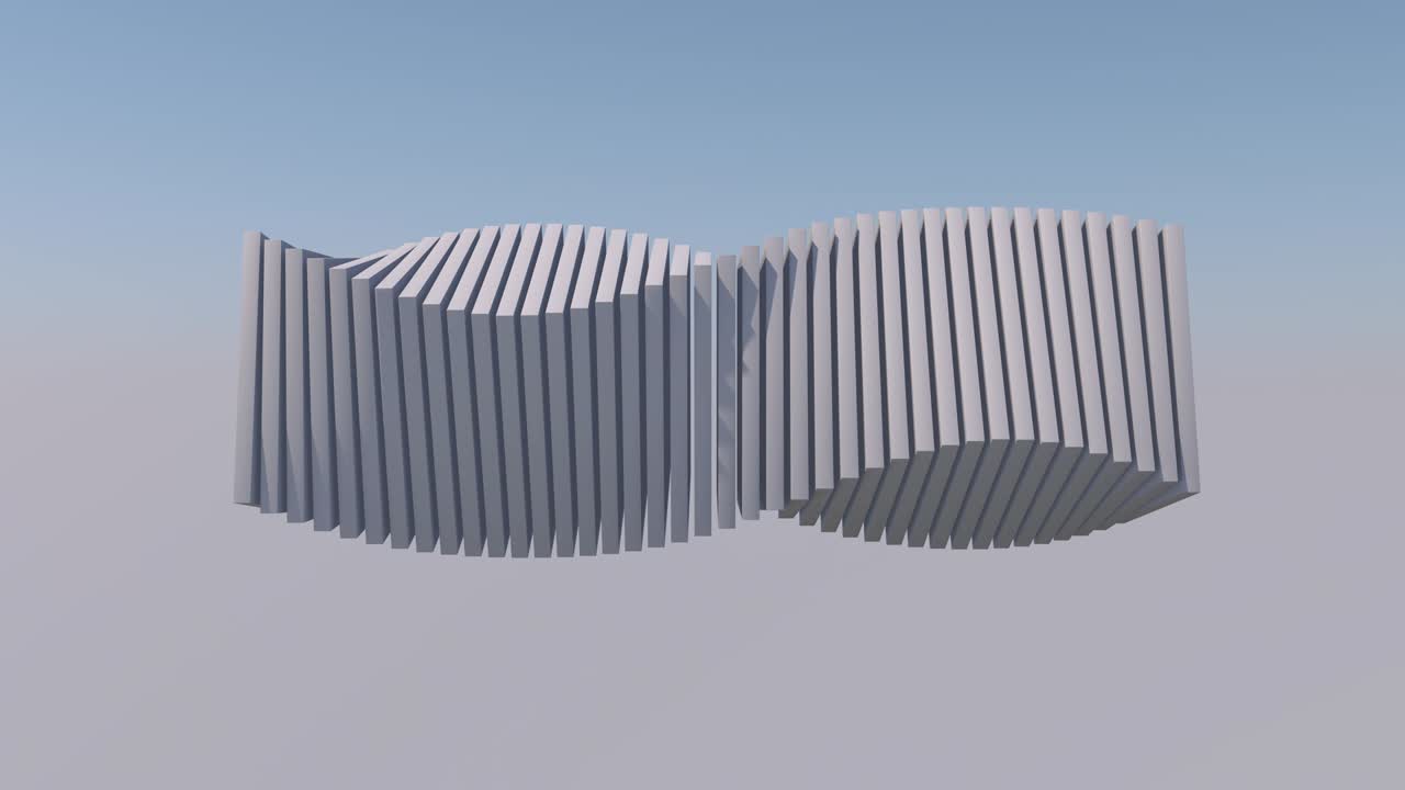 forma retorcida blanca en el cielo. animación abstracta, renderizado en 3d.
