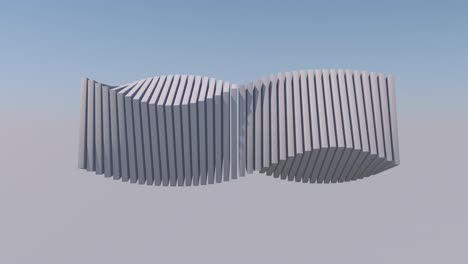 white twisted shape in the sky. abstract animation, 3d render.