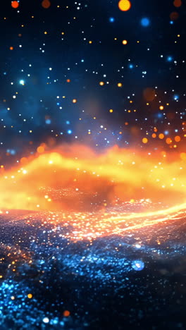 a blue and orange sky with a lot of stars. the sky is filled with bright orange and blue colors