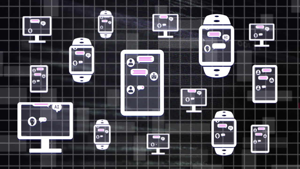 텍스트, 아이콘 및 데이터 프로세싱을 그리드에서 애니메이션