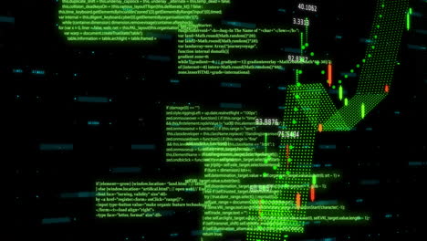 animación del procesamiento de datos financieros sobre un fondo negro