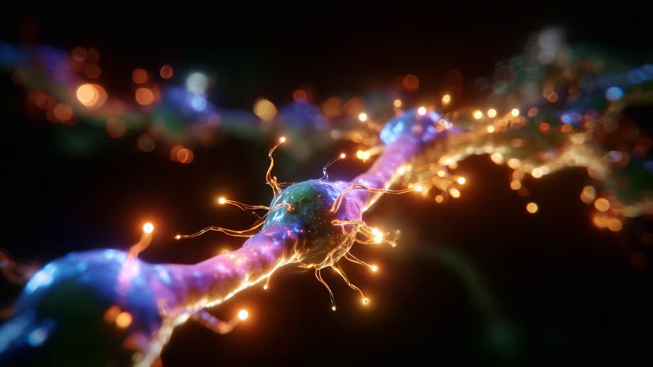 Abstract Neuronal Network with Glowing Synapses and Vibrant Connections: A Visual Exploration of Neurons and Neural Pathways in a Digital Environment