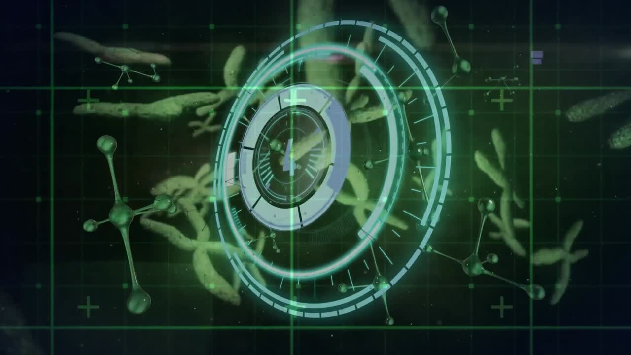 animación de la exploración del alcance sobre las células del virus