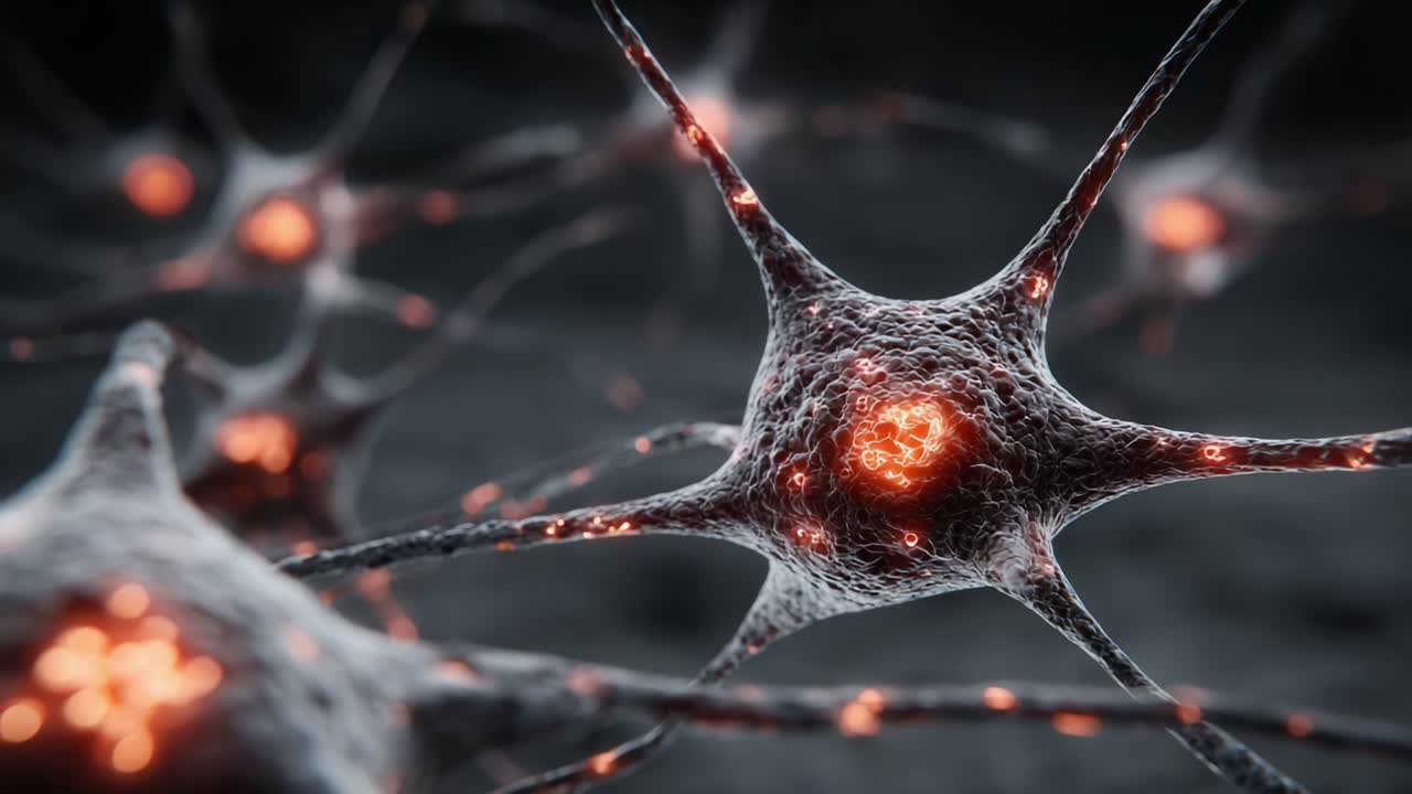 An Intricate Close-Up of Neurons with Glowing Synapses, Highlighting the Complexity and Beauty of Neural Networks in a Digital Abstract Representation