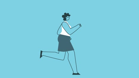 diseño plano gráfico divertido mujer audaz personaje de dibujos animados ciclo de ejecución bucle aislado animación 2d