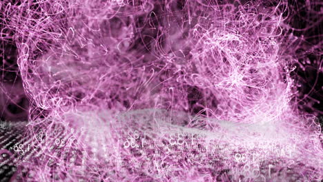 animation of pink and white swirling lines forming intricate patterns and textures
