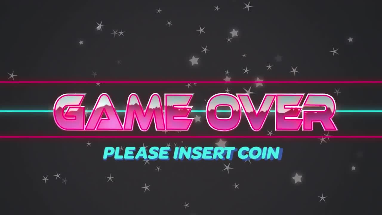 기하학적 움직이는 모양과 별 위에 텍스트 위에 게임의 애니메이션