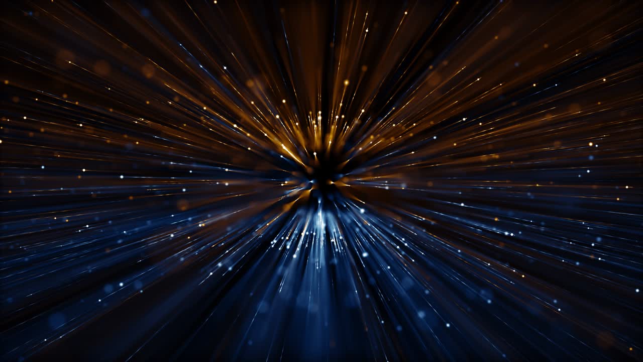 partículas azul naranja evento juego tráiler títulos escenario de concierto cinematográfico bucle de fondo