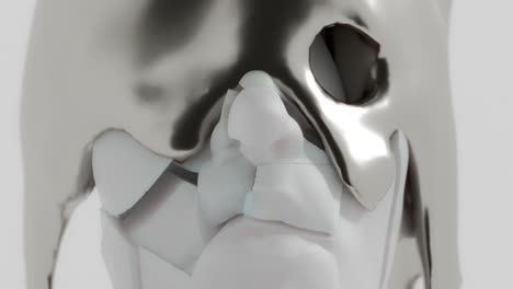 a silver liquid metal flows slowly on the sculpture