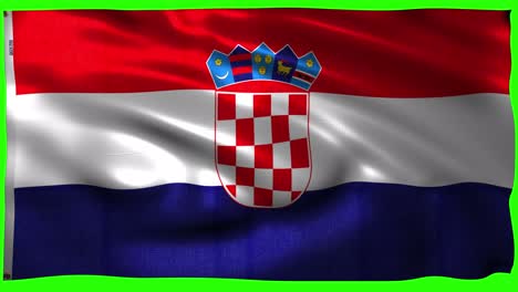 Die-Flagge-Kroatiens,-Grüner-Bildschirm---Chroma-Key