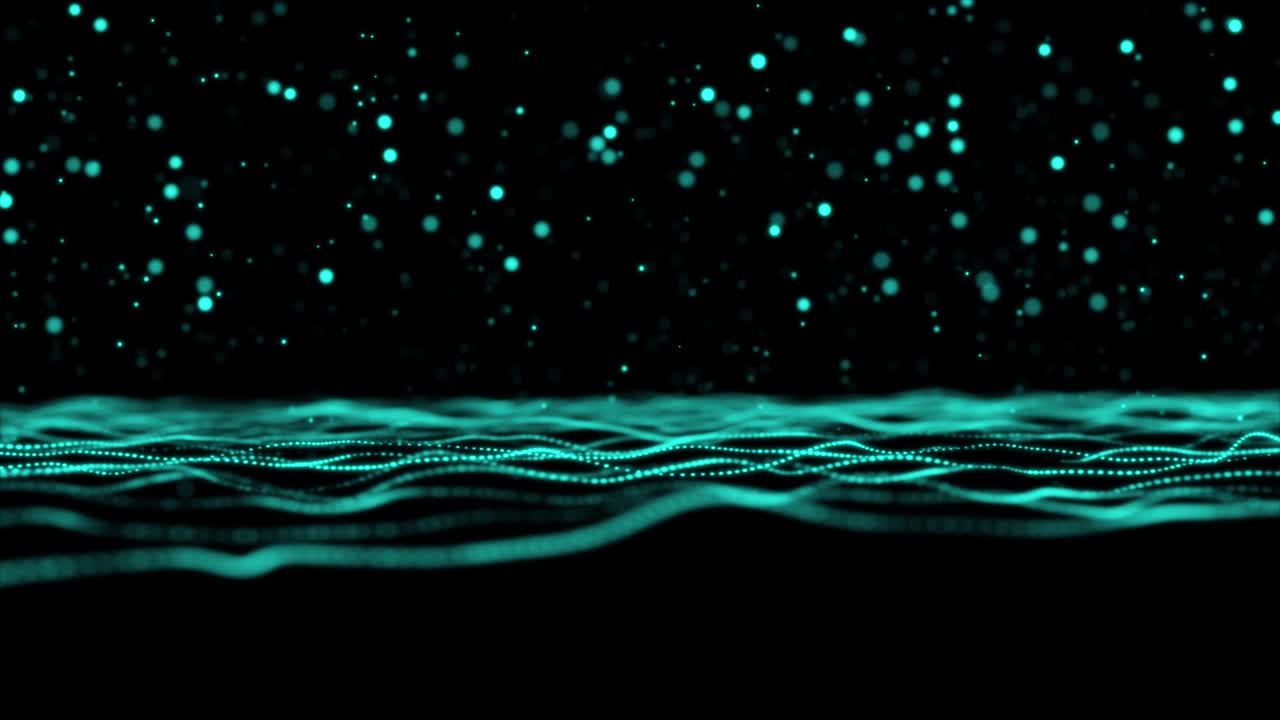 Animation of Particles keep falling and bounce. The color is light blue.