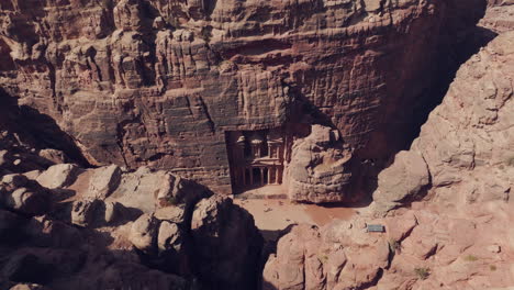 new seven wonders of the world the treasury tomb, petra, drone shot