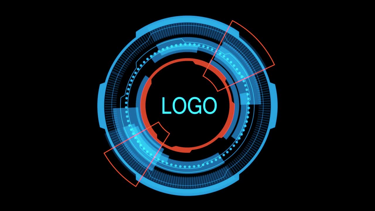 Futuristic concept of elements circle rotation for LOGO on black background, Head up display (HUD) technology motion graphic, alpha channel included