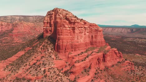 aerial reveal of sandstone formation sedona, arizona