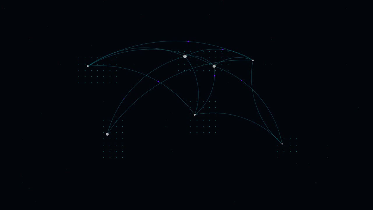 Connessioni di rete digitali astratte che collegano punti dati su sfondo scuro