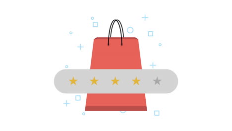 shopping bag and quality stars animation