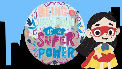animación de la chica superhéroe , sobre texto feminista