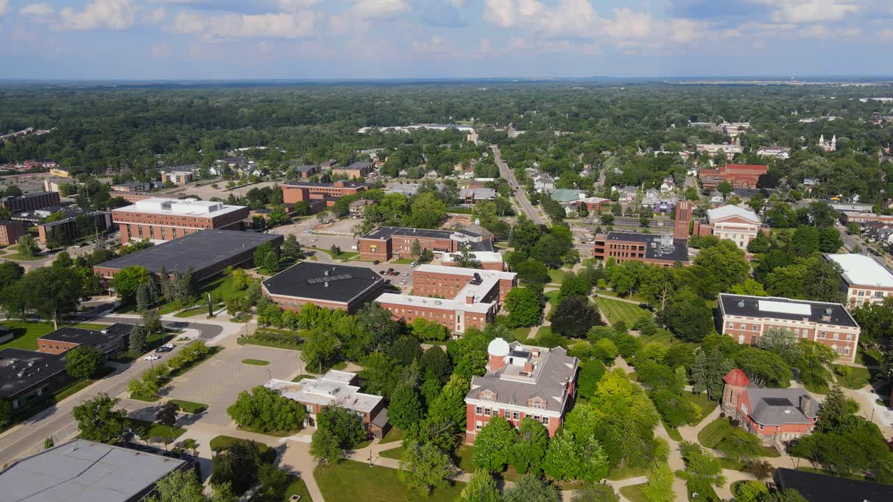 Aerial View of a University Campus on a Sunny Day