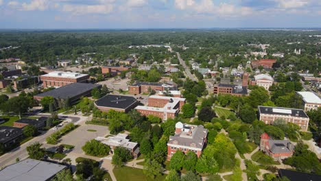 aerial view of a university campus on a sunny day