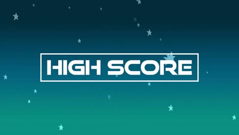 animation of high score text over stars on green background