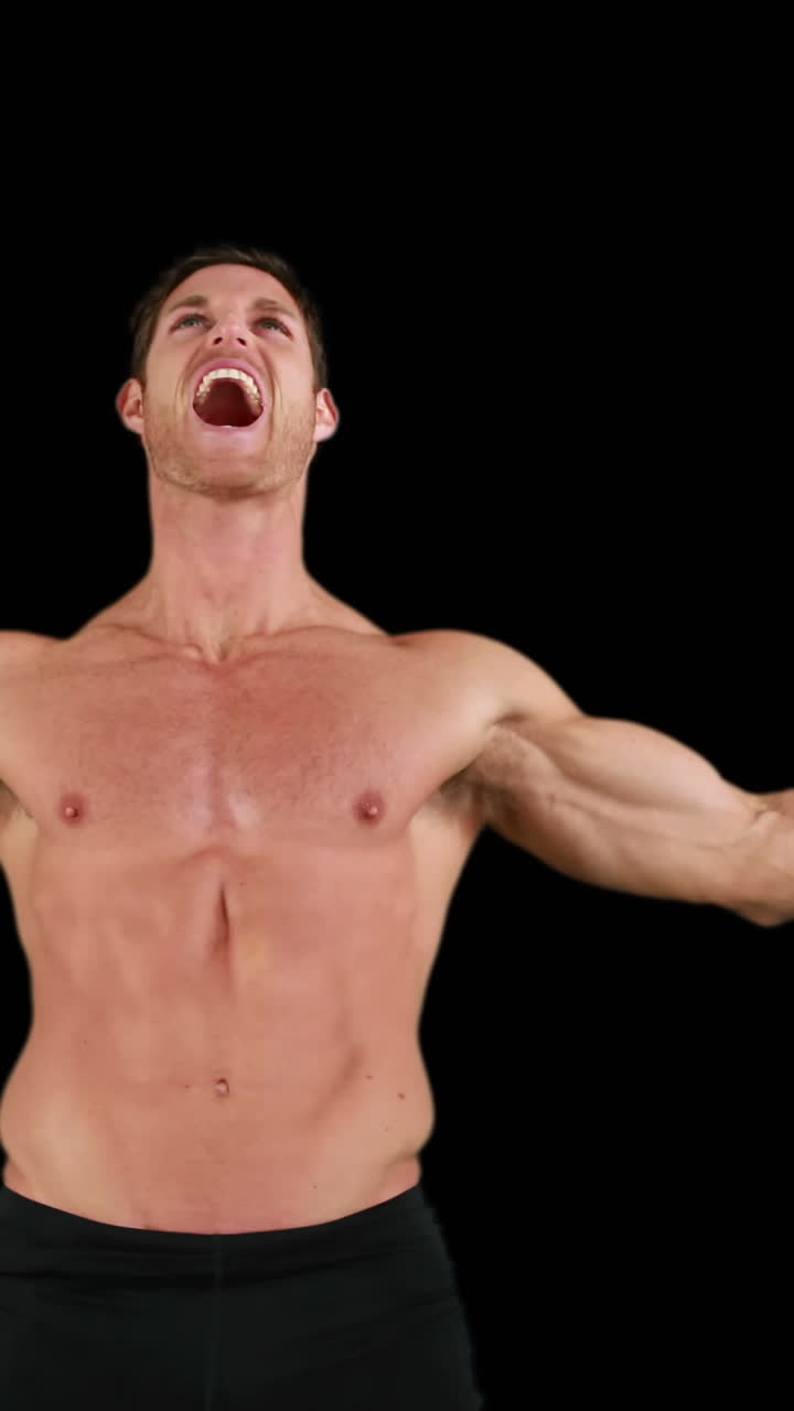 검은 바탕에 화를 내는 권투 선수