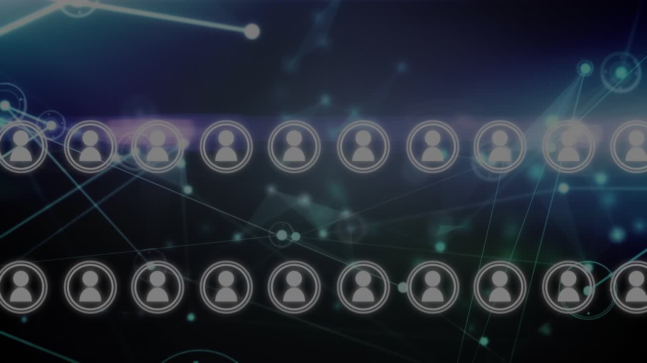 Animation of network of connections over cityscape