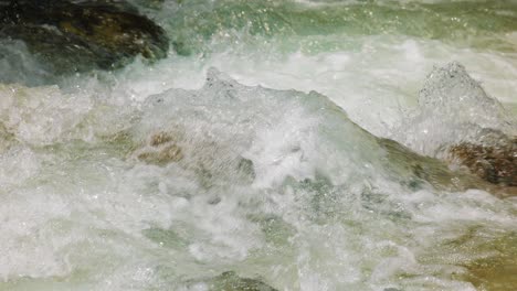 mountain river in the wood in slow motion. beautiful wildlife landscape.