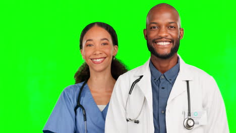 Médico,-Equipo-Y-Enfermera-Con-Doctor-En-Verde