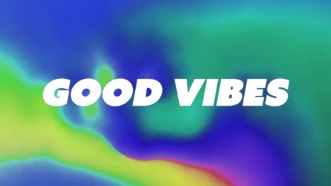 animación de texto de buenas vibraciones sobre un fondo abstracto con patrones vibrantes