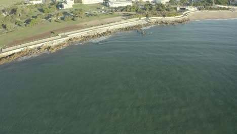 Aerial-view-of-beach-of-Paço-de-Arcos-in-a-sunrise