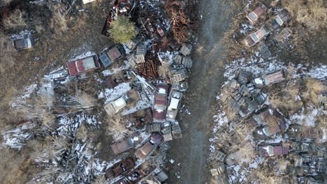 junkyard drone footage aerial shot